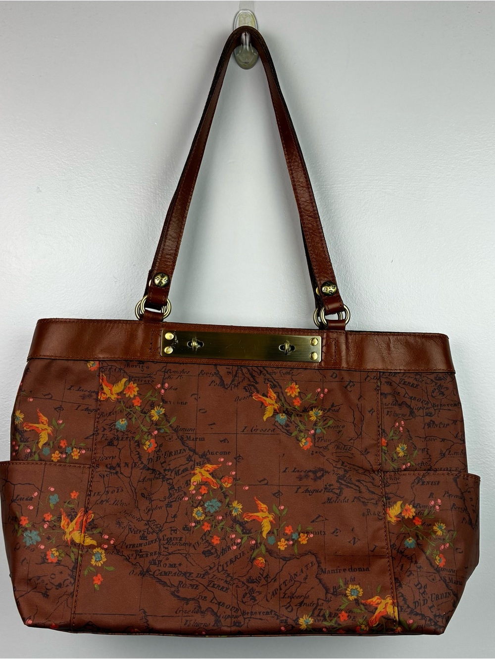 Patricia Nash Coated Canvas & Leather Map Purse NWOT
